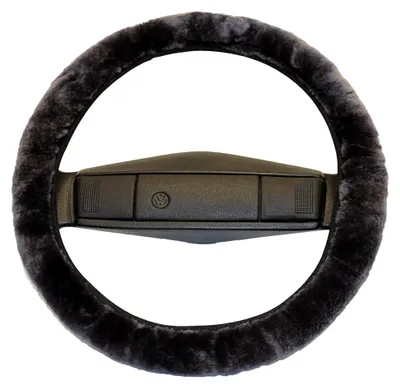 Produktbild von LERA-15-ANT | Lenkradbezug Lenkradschoner Lenkradhülle für Auto und Wohnmobil | Echtes Merino Lammfell | Florhöhe 15mm | passend für ⌀40cm | Anti Rutsch | Farbe anthrazit grau