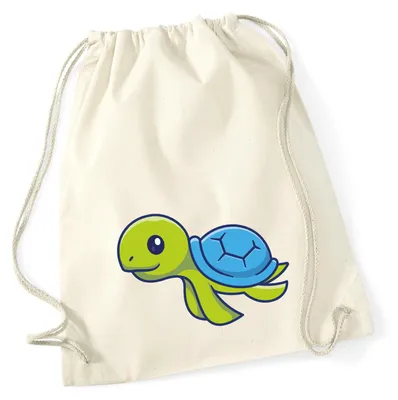 Produktbild von Huuraa Turnbeutel Schildkröte Comic 12 Liter Natural Baumwolle Rucksack Geschenkidee