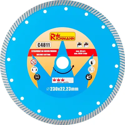 Immagine prodotto di Disco diamantato turbo, calcestruzzo, taglio a secco e a umido, 230 mm/22,23 mm, Richmann