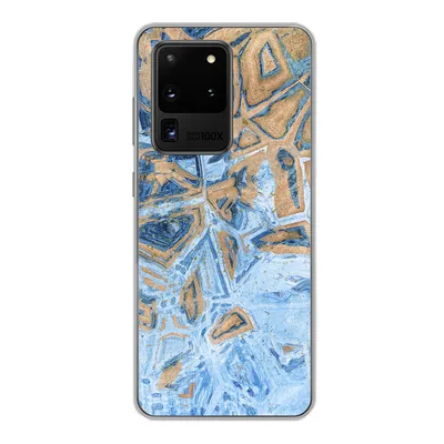 Produktbild von MuchoWow® Handyhülle Schutzhülle Hülle für Samsung Galaxy S20 Ultra Marmor - Farbe - Gold - Blau Silikon Softcase Handy Hülle - Karteninhaber