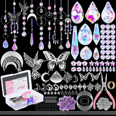 Image de Kit de fabrication de prismes solaires en cristal, 400 pièces. Kit de bricolage pour décoration de fenêtre, pendentifs, prismes pour capturer la lumière, idéal pour la maison, le bureau, le jardin, Noël, les mariages