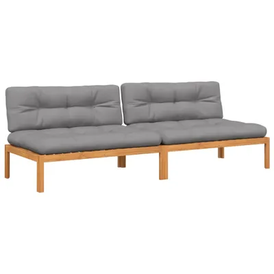 Immagine prodotto di vidaXL Divano da centro giardino in pallet con cuscini 2 pz. Legno di acacia
