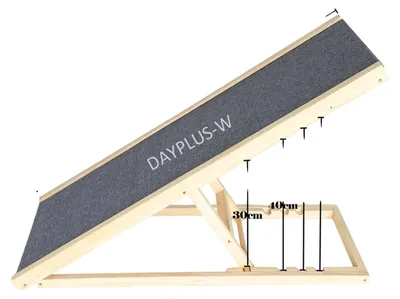 Zdjęcie produktu dla Rampa dla zwierząt domowych, regulowana wysokość, składana konstrukcja, wymiary: 100 x 40 x 30/40/50/60 cm