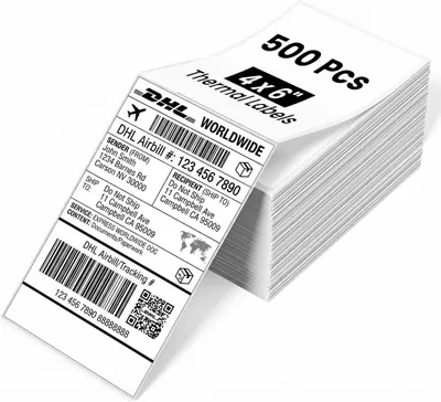 Immagine prodotto di Etichette termiche Roxlin 500 per spedizioni, 100 x 150 mm – Impermeabili e resistenti allo strappo – Per MUNBYN, Zebra, Rollo e altre stampanti