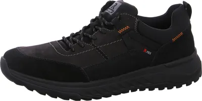 A studio shot of a black men's shoe.
