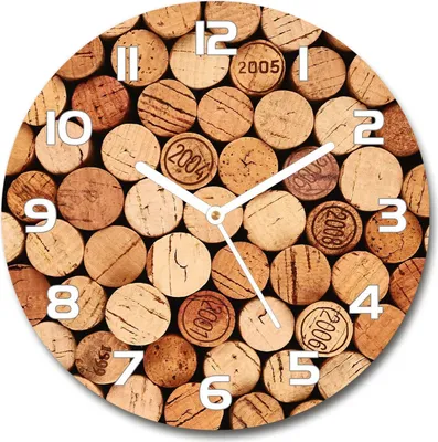 Produktbild von Wanduhr aus Glas 30fi Glasbild Glasuhr Gehärtetes Glas - weisse-zeiger - Corks of wine