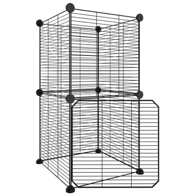 Image de Cage animaux de compagnie à 8 panneaux et porte Noir 35x35 cm