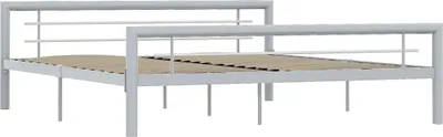 Produktbild von vidaXL Bettgestell Grau und Weiß Metall 180 × 200 cm