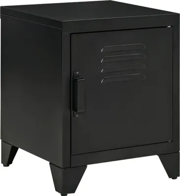 Immagine prodotto di Comodino con ripiano regolabile e ante, in metallo nero, 50 x 40 x 47,5 cm, per camera da letto, nero, 40 cm, 40 cm, 50 cm, metallo