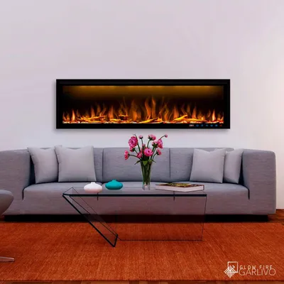 Produktbild von Garlivo  Elektrokamin 'Smart Wall 60' | LED Wandkamin in schwarz mit Heizung (1500 W) | BxHxT: 152,4x 42,8 x 17 cm