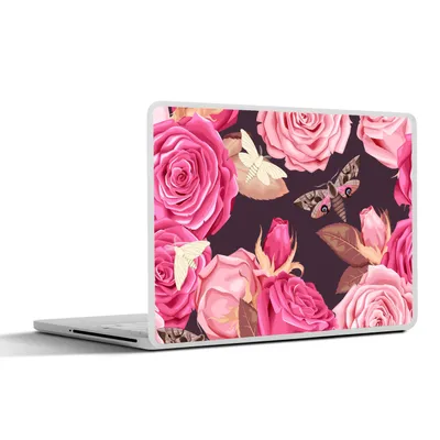 Produktbild von MuchoWow® Laptop Aufkleber Sticker Cover Rosen - Insekten - Muster 25x18 cm - Laptop-Deko