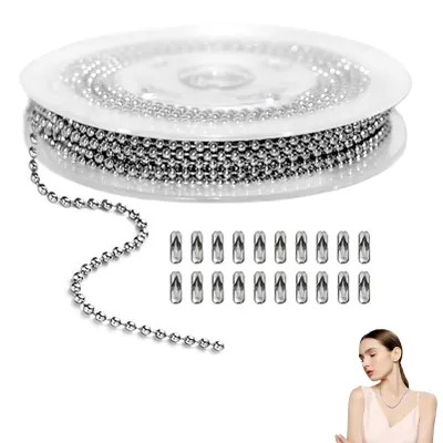 Edelstahl-Kugelkette 5 m, silber, 2 mm, mit 20 Verbindern