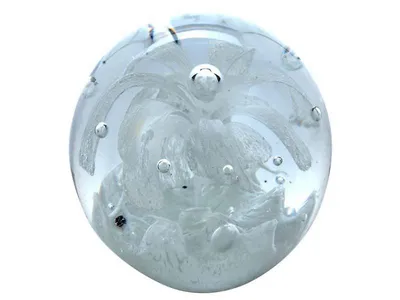 Produktbild von Traumkugel weiße Blume über weißem Grund 9,5cm - Glaskugel, Briefbeschwerer
