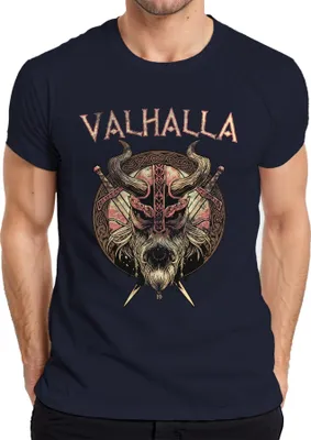 Produktbild von Valhalla Wikingerhelm Schwerter Runenkreis Nordische Mythologie Herren T-Shirt, Navy, 3XL