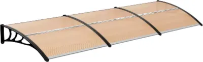 Produktbild von MVPOWER Türlädenl & Fensterüberdachung – Polycarbonat – Aluminium – 270x98,5 cm – Transparent/Braun – Wetterbeständig – UV-Schutz