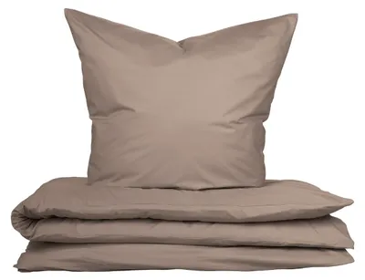 Produktbild von uncover by SCHIESSER Bettwäscheset Soho | Renforcé | 2-teilig | 100% Baumwolle | Unifarben | Weich und glatt | Verdeckter YKK-Reißverschluss | 135x200 cm + 80x80 cm | Taupe
