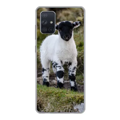 Produktbild von MuchoWow® Handyhülle Schutzhülle Hülle für Samsung Galaxy A51 Lamm - Schwarz - Weiß - Tupfen Silikon Softcase Handy Hülle - Schutzabdeckung