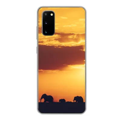Produktbild von MuchoWow® Handyhülle Schutzhülle Hülle für Samsung Galaxy S20 Elefanten - Horizont - Sonnenuntergang - Tiere Silikon Softcase Handy Hülle - Bild