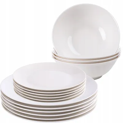 Produktbild von Prima Deco Porzellan Speiseservice für 6 Personen 18-teilig Cremeweiß