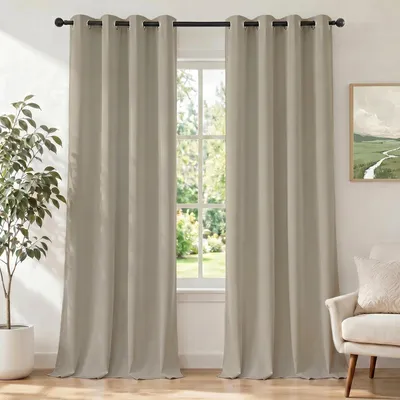 Productafbeelding van Gordijnset van 2 - 140x180 cm, zwart, thermisch en verduisterend
