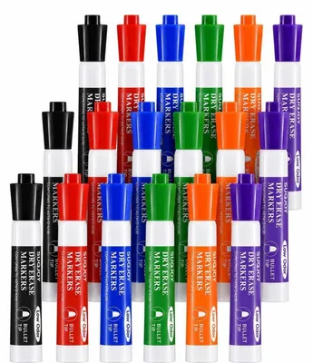 Zdjęcie produktu dla Markery do tablic suchych, okrągła końcówka, 18 sztuk, 6 kolorów