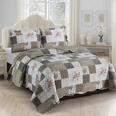 Produktbild von Einfaches Patchwork-Bettwäsche-Set für Einzelpersonen
