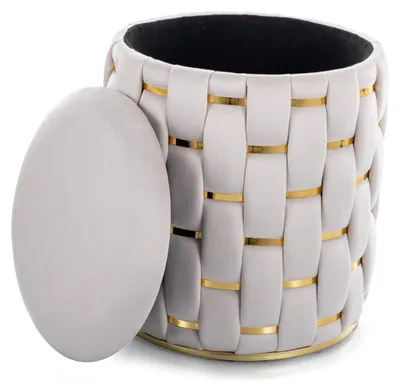 Obrázok produktu pre TIARA VELVET puf s úložným priestorom svetlo béžová/zlatá