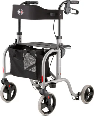 Produktbild von Bischoff & Bischoff RL-Smart ST Rollator, faltbar – Leichtgewicht-Rollator für drinnen und draußen, Gehwagen mit abnehmbarer Tasche und Stock-Halter
