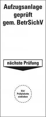 Produktbild von Dreifke® Aufkleber I Grundetikett Aufzugsanlage  gemäß BetrSichV, Foli...