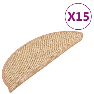 Obrázok produktu pre Schodové rohože 15 ks 56x17x3 cm svetlohnedé polkruhové
