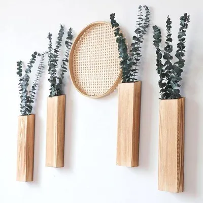 Image de Jardinières en bois, lot de 4, pour la décoration intérieure