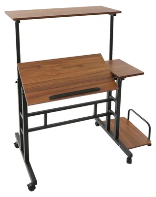 Obrázek produktu pro Mobilní stolek k notebooku – pojízdný stolek k posteli – výška 67–115 cm – rozměry 74×54×115 cm – nosnost 20 kg – obdélníkový – ořech