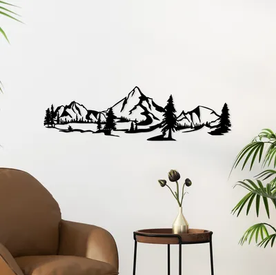 Produktbild von Wallity, Landscape- SKL2587, Schwarz, Sonstige Wohndekorationen, 70 x 20 cm, 100% Metall (Dicke: 1