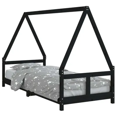 Immagine prodotto di vidaXL Letto per bambini nero 80x200 cm in legno di pino massiccio