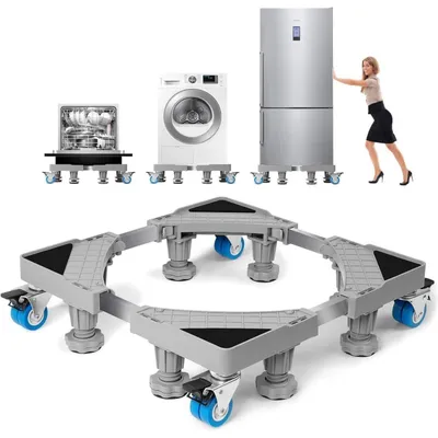 Produktbild von Waschmaschinen Untergestell verstellbar 42-66cm Grau 300kg Tragkraft mit 8 Füßen & 4 Rädern
