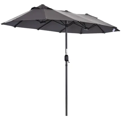 Image de Angel Living 297 x 153cm Double parasol Parasol de marché Parasol de jardin Parasol de terrasse Protection solaire UV50+ (Gris)
