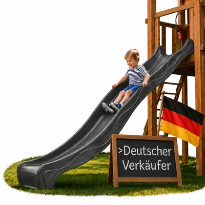 Produktbild von Wasserrutsche Wasserrutschbahn Wellenrutsche - 3 m - Schwarz - Für Spielturm und Hänge
