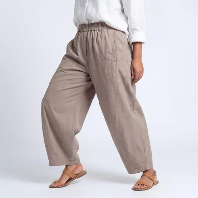 Produktbild von Sommerhose Damen Barrel Fit Freizeithose 100% Baumwolle Gr. 36 38 Gummizug