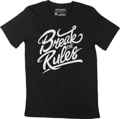 Produktbild von Herren Grafik T-Shirt Regeln brechen bequem – Break Rules Comfortable – Öko-Verantwortlich Vintage Jahrgang Kurzarm Lustige Druck Geburtstag Geschenk