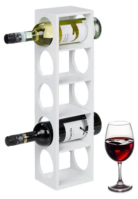 Weinregal für 5 Flaschen, Bambus, Weiß, 53x14x12 cm