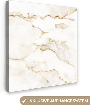 Produktbild von MuchoWow® - Leinwandbilder - Marmor - Limette - Gold - Luxus - Marmoroptik - Weiß, Wandbild, Wanddeko Bilder Wohnzimmer, 20x20 cm