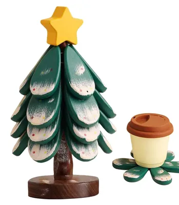 Image de Sous-verres en bois pour sapin de Noël, pour protéger les tables