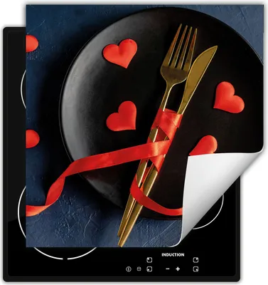 Produktbild von DarHaus Herdabdeckplatte 50x52 cm Anti Rutsch Matte Aufrollbar, Herz - Küche