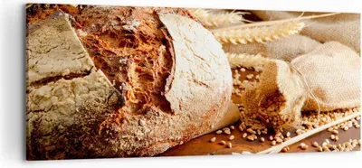 Produktbild von Bild auf Leinwand - Leinwandbild - Brot Bäckerei Lebensmittel Roggen - 120x50cm - Wand Bild - Wanddeko - Leinwanddruck - Bilder - Kunstdruck - Leinwand bilder - Wandkunst - AB120x50-2246