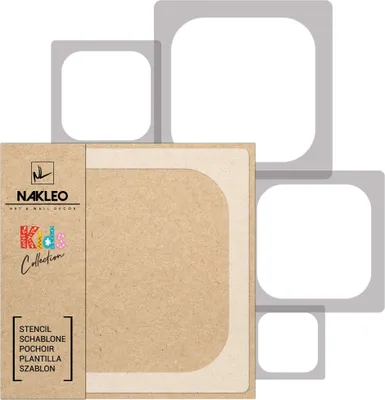 Produktbild von Schablonen Malen für Kinder, 5 Stück Set 9x9 cm bis 34x34 cm Abgerundet Quadratisch Retro, Wiederverwendbare Kunststoff für Kinderzimmer Malvorlage Raumdekoration