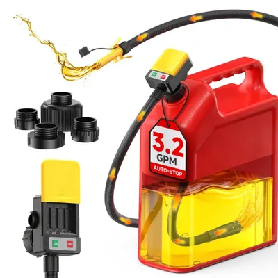Productafbeelding van Oliepomp - Brandstofoverpomppomp - Debiet van 12,1 liter per minuut - Slanglengte van 129,5 cm - Automatische uitschakeling - Lekdetectie