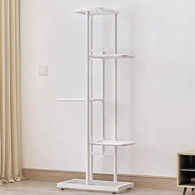 Produktbild von Pflanzenständer innen - Eck Blumenregal - 5-stöckiges Metall Pflanzenregal - Bodenstehend - Für Wohnzimmer und Balkon - Weiß