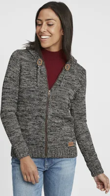 Produktbild von OXMO OXPhiladelphia Damen Strickjacke Grobstrick Cardigan mit Kapuze Reißverschluss 100% Baumwolle Regular fit