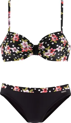 Produktbild von LASCANA Bügel-Bikini schwarz-bedruckt Größe 48 Cup F