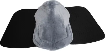 Produktbild von Engel Reitsport Lammfell Schabracke SCHABRA4 Fellrand vorne&hinten Fell in Sattellage D (Dressur) Schwarz/Silber